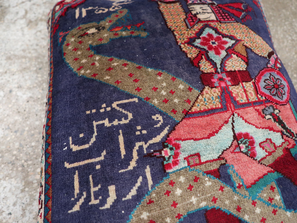 Vintage Persian Hamadan Pictorial Pillow, No.28292 - Galerie Shabab