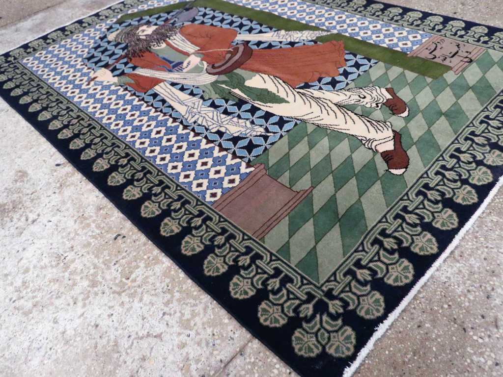 Vintage Persian Tabriz Pictorial Rug, No.28297 - Galerie Shabab