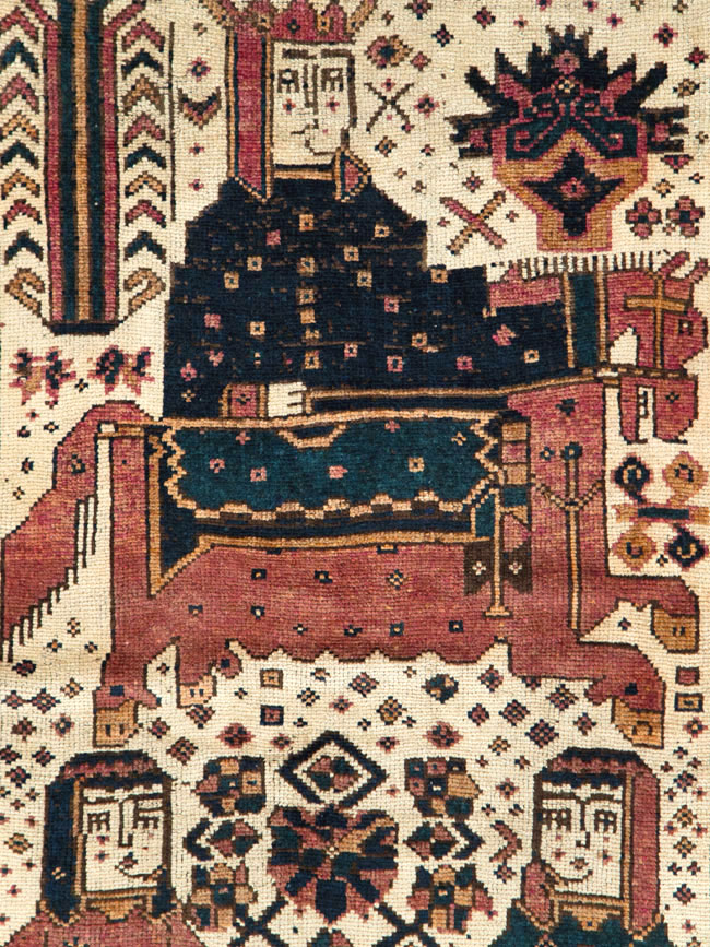 Vintage Persian Pictorial Bakhtiari Runner, No.28357 - Galerie Shabab