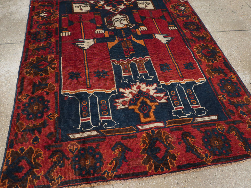 Vintage Persian Pictorial Bakhtiari Accent Rug, No.28364 - Galerie Shabab