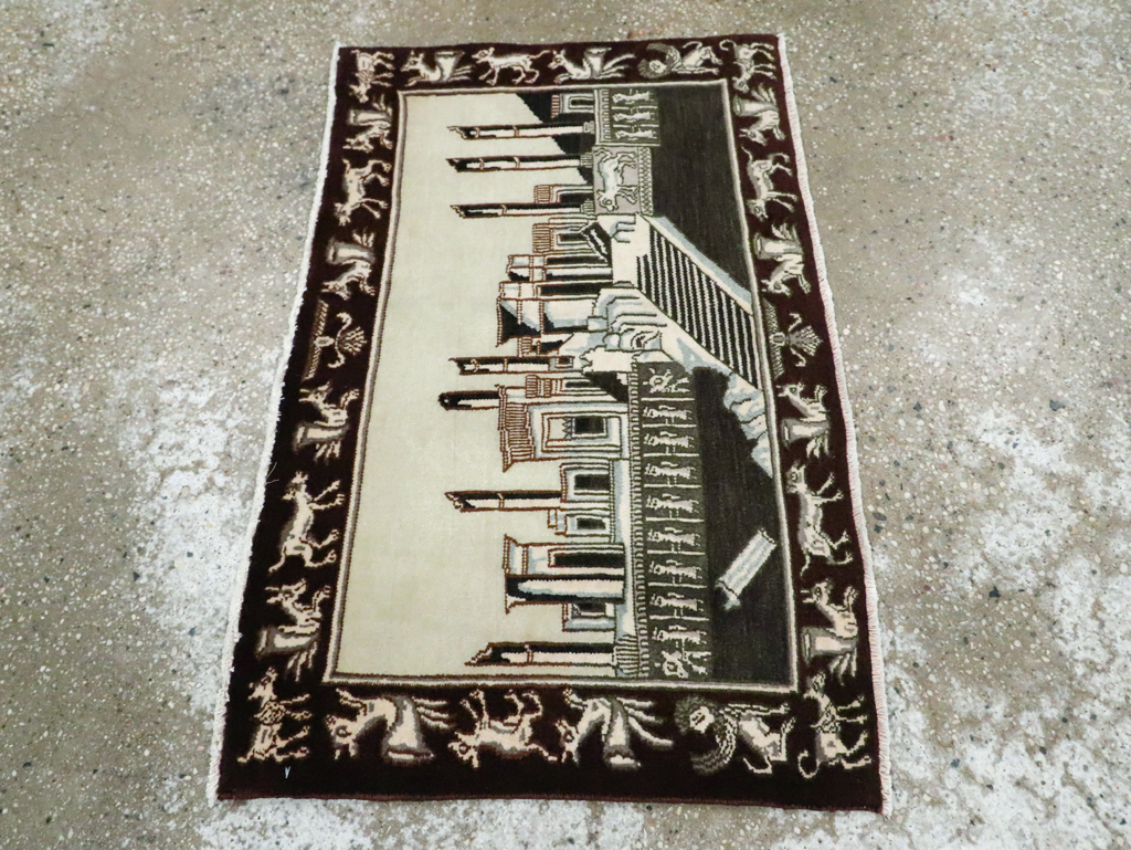 Vintage Persian Tabriz Pictorial Rug, No.28438 - Galerie Shabab