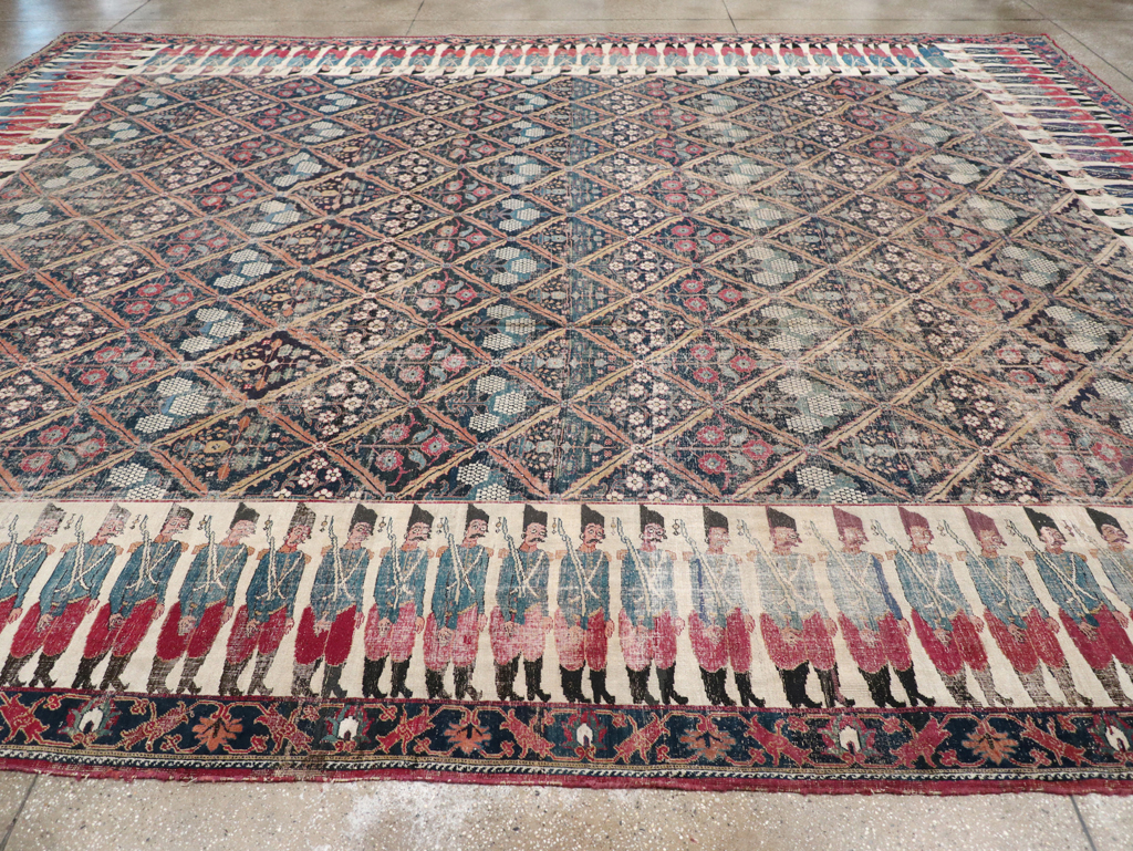 19th Century Antique Persian Joshegan Pictorial Large Carpet, No.28464 - Galerie Shabab