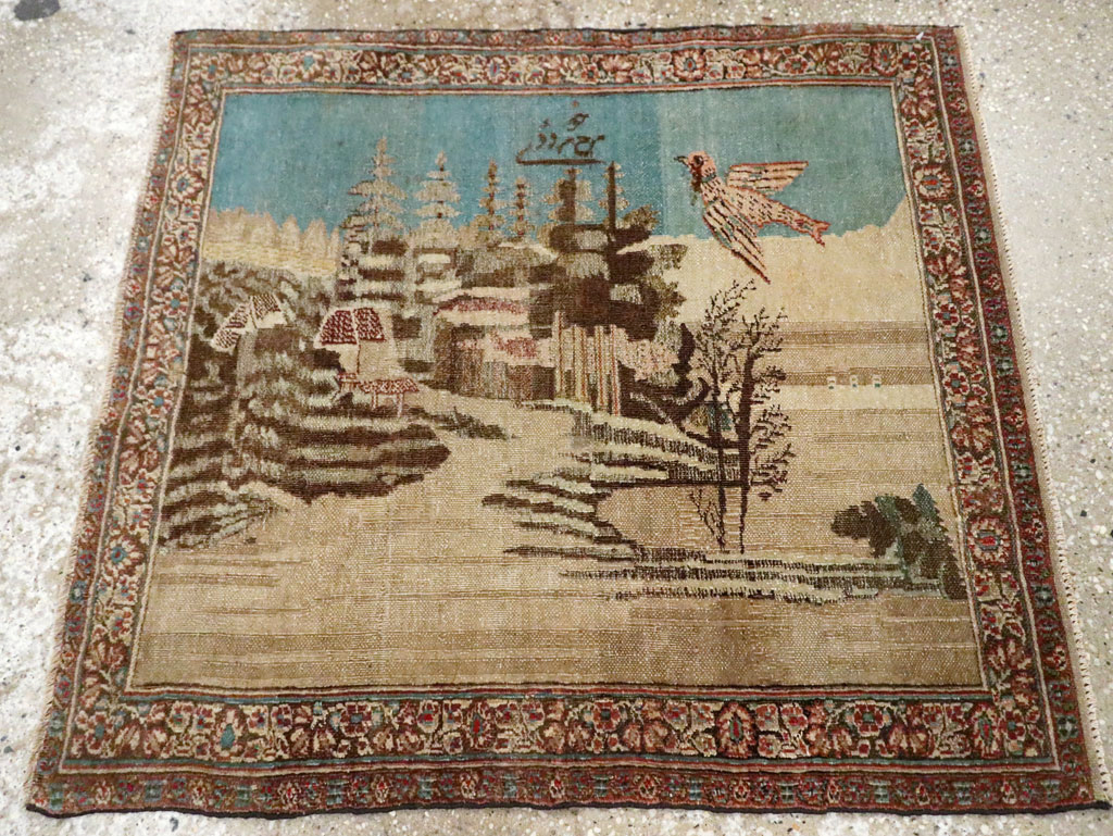 Vintage Persian Tabriz Pictorial Rug, No.28554 - Galerie Shabab