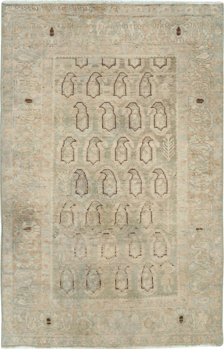 Vintage Persian Malayer Throw Rug, No.28765 - Galerie Shabab