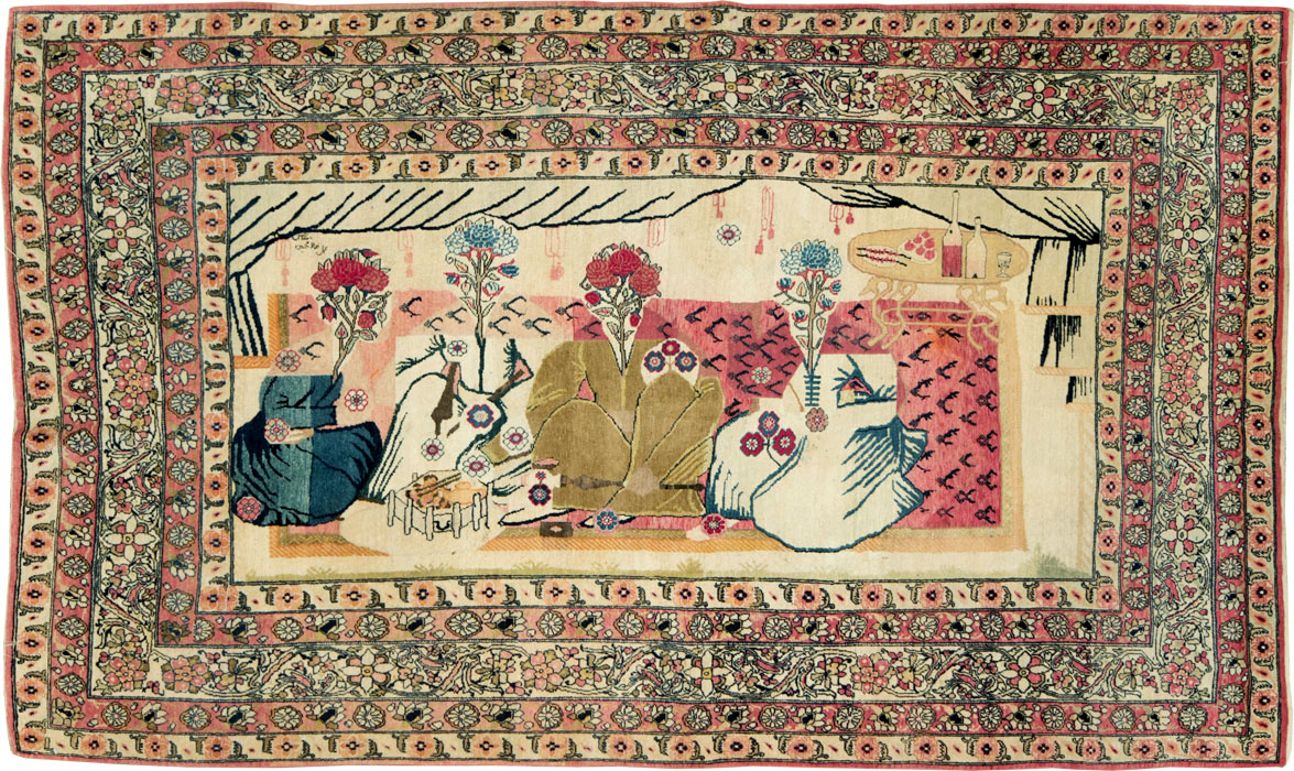 Antique Persian Lavar Kerman Pictorial Rug, No.28884 - Galerie Shabab