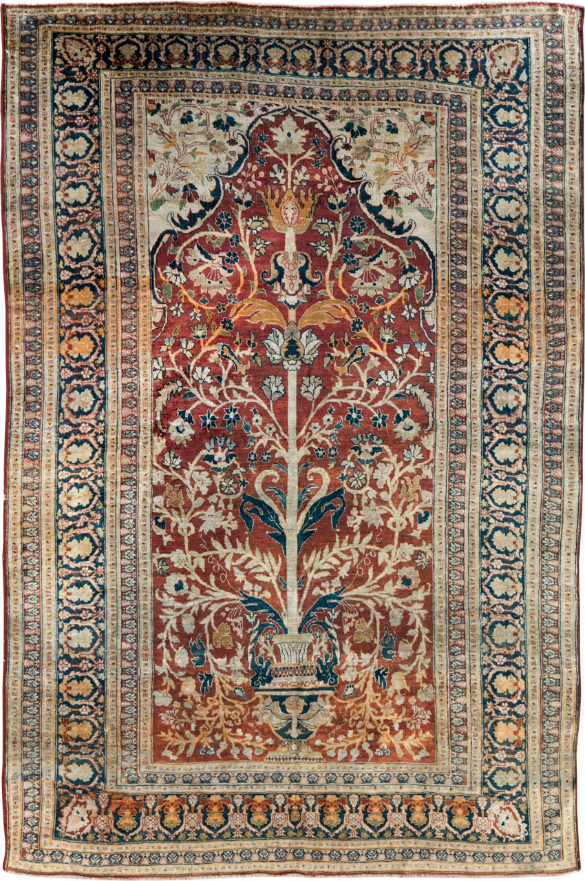 Antique Silk Persian Tabriz Rug, No.28906 - Galerie Shabab