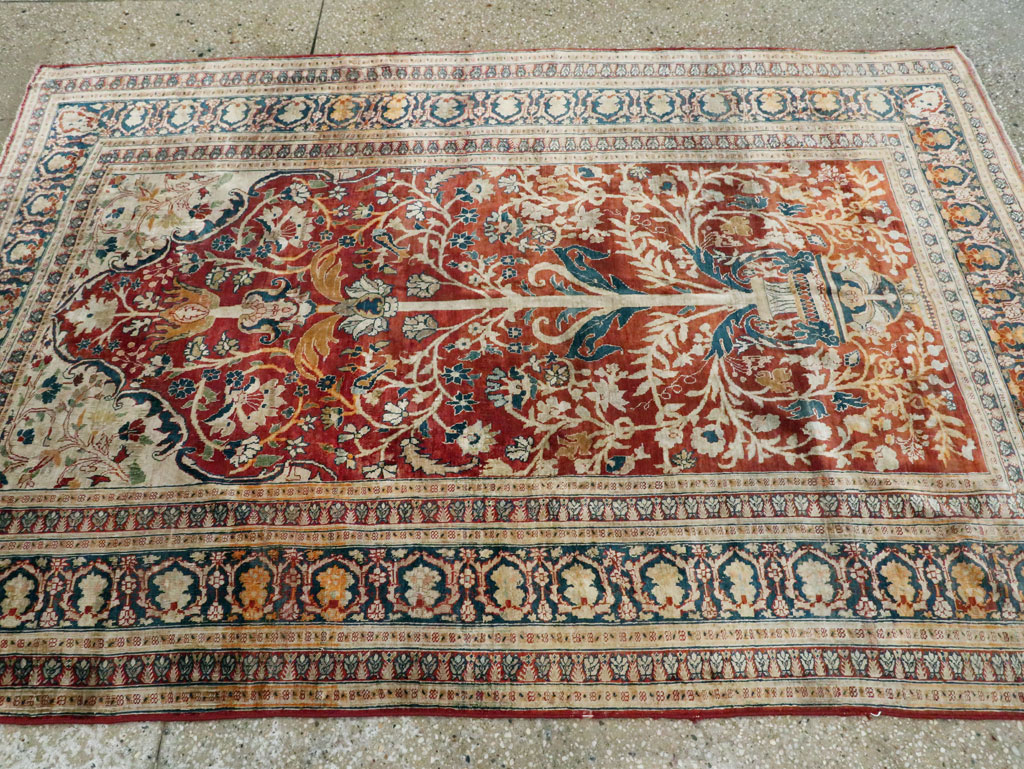 Antique Silk Persian Tabriz Rug, No.28906 - Galerie Shabab