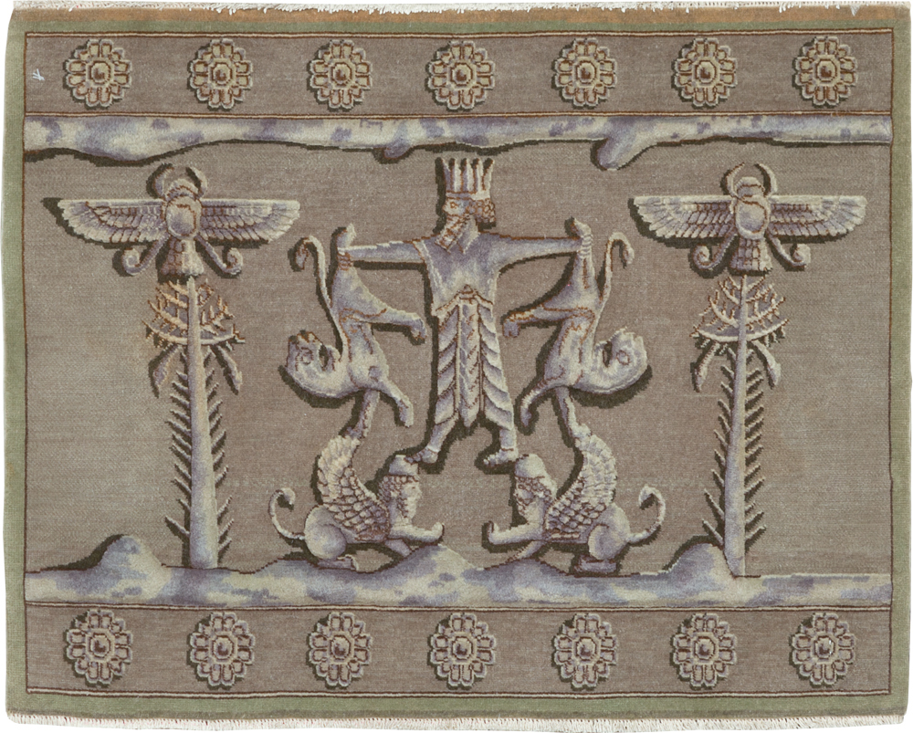 Vintage Persian Tabriz Pictorial Rug, No.29076 - Galerie Shabab