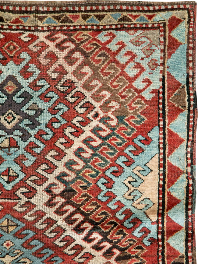Antique Caucasian Kazak Throw Rug, No.29115 - Galerie Shabab