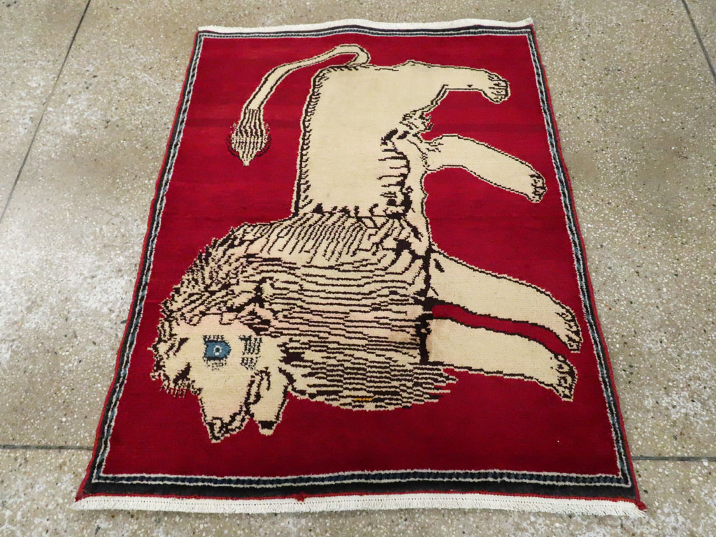Vintage Persian Pictorial Gabbeh Throw Rug, No.29155 - Galerie Shabab