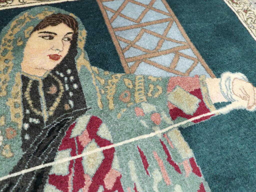 Vintage Persian Tabriz Pictorial Rug, No.29194 - Galerie Shabab