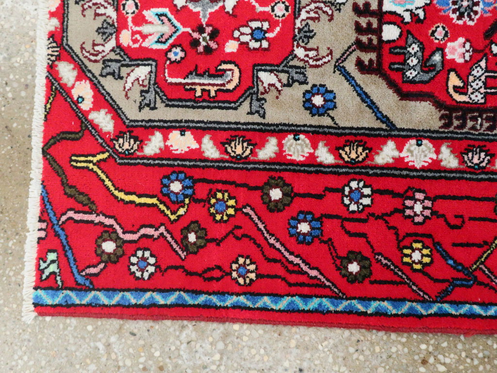 Vintage Persian Tabriz Throw Rug (Pair: 2 of 2), No.29241 - Galerie Shabab