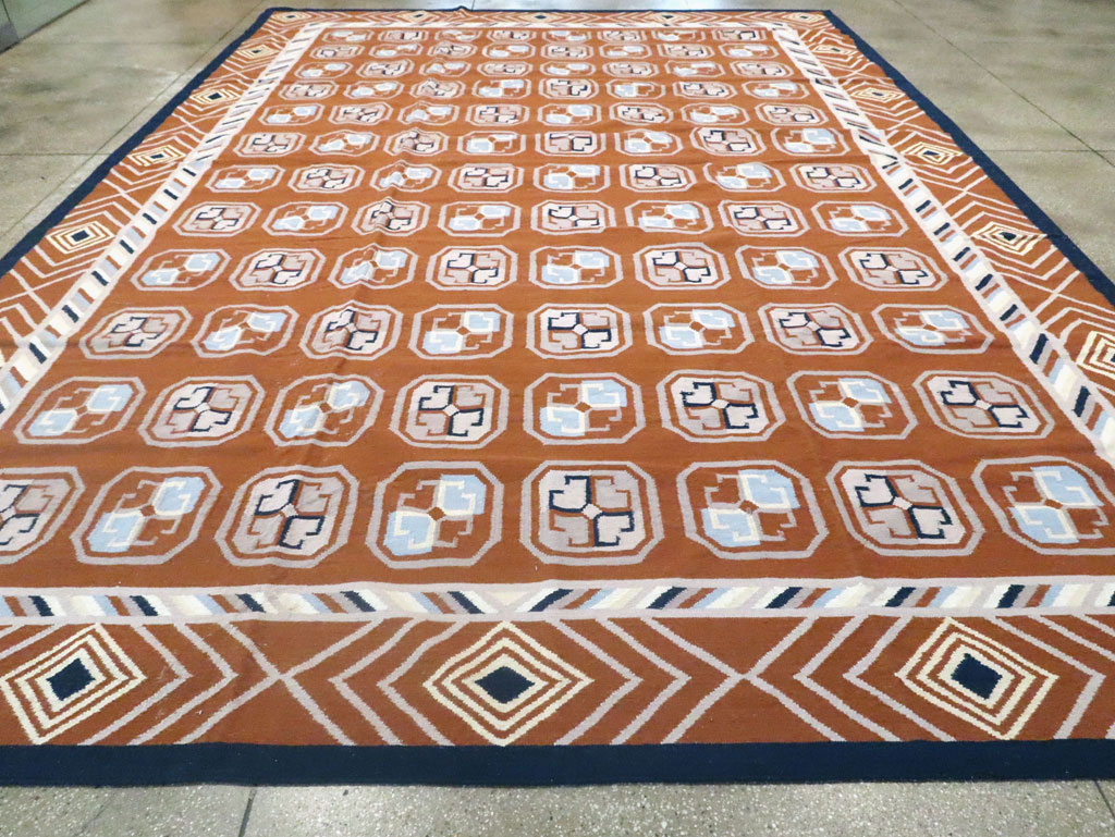 Modern Indian Flatweave Dhurrie Large Room Size Carpet, No.29266 - Galerie Shabab