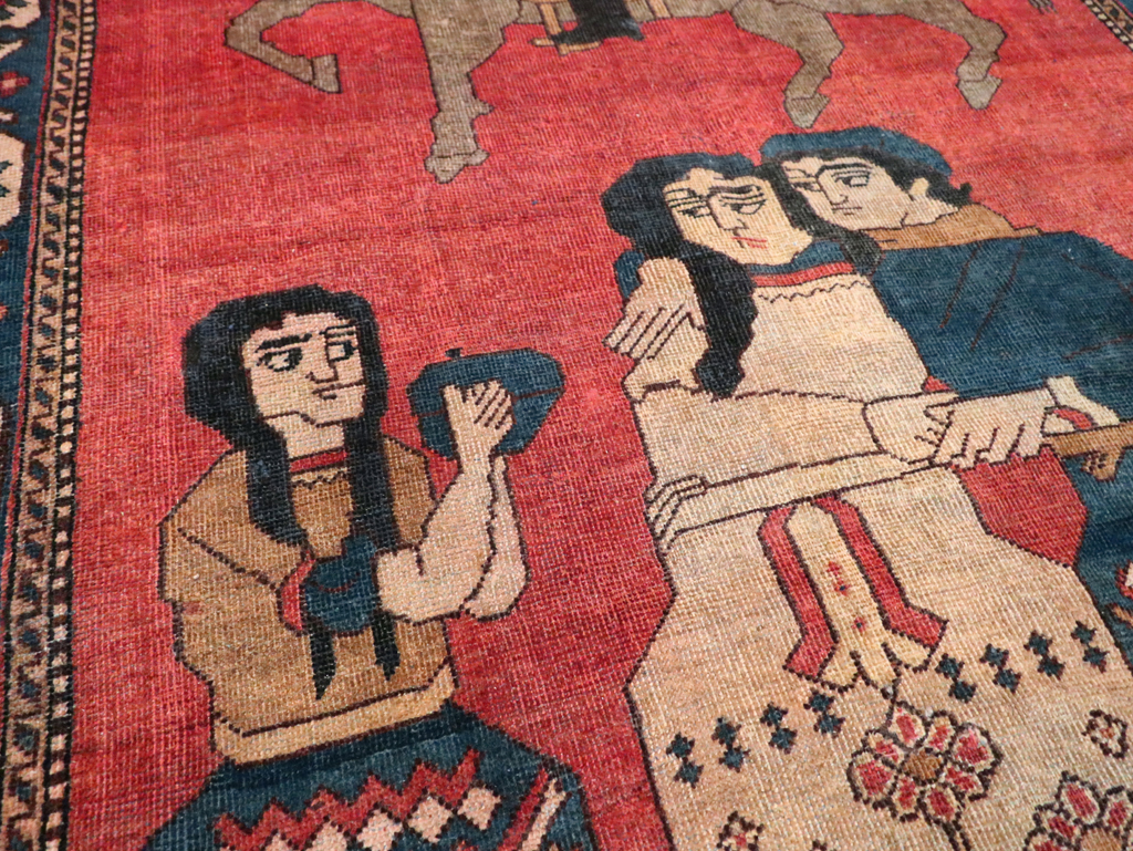 Vintage Persian Pictorial Bakhtiari Accent Rug, No.29295 - Galerie Shabab