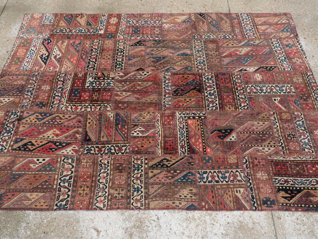 Vintage Persian Patchwork Style Accent Rug, No.29299 - Galerie Shabab