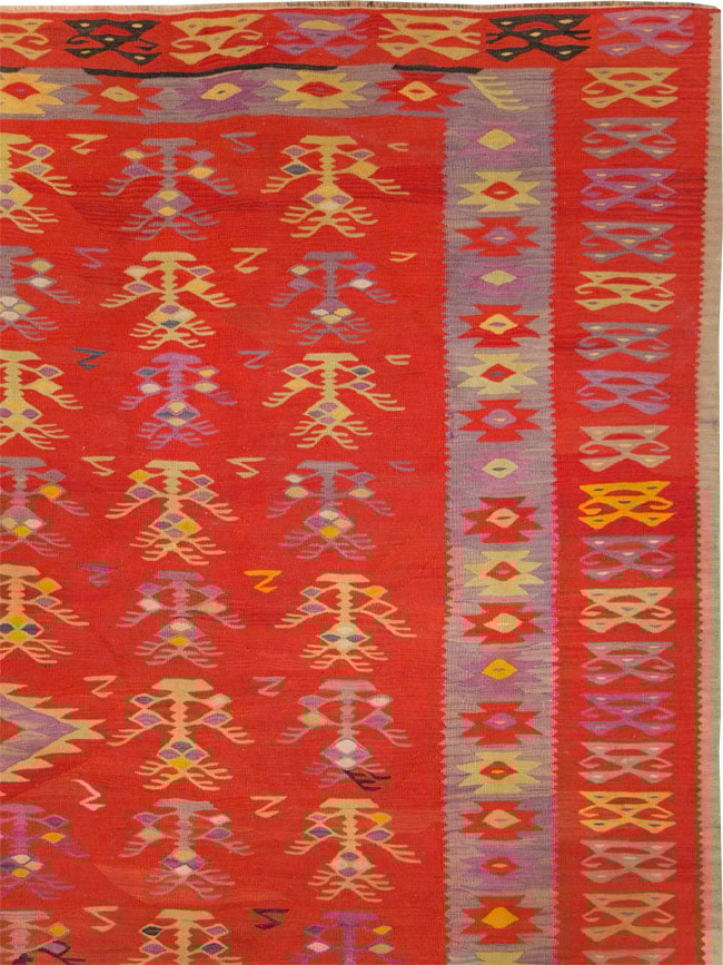 Vintage Turkish Flatweave Kilim Room Size Carpet, No.29355 - Galerie Shabab