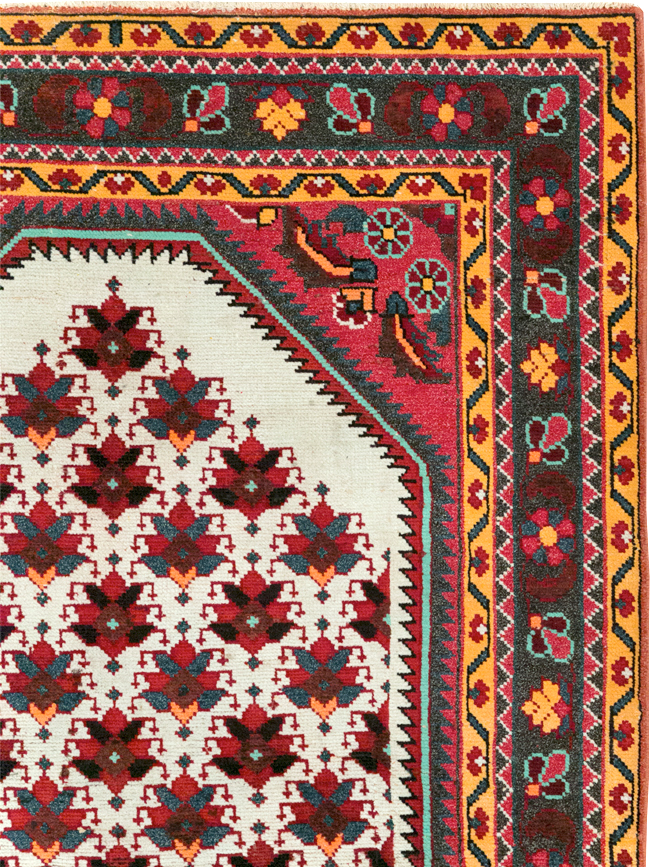 Vintage Persian Malayer Throw Rug, No.29360 - Galerie Shabab