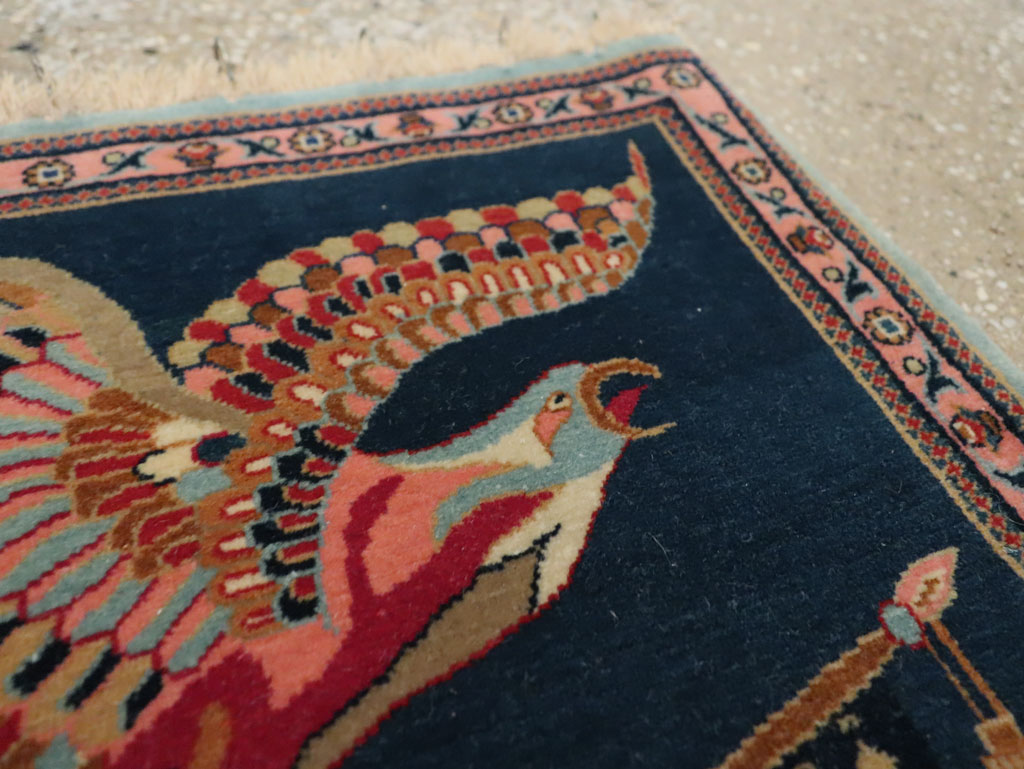 Vintage Persian Kashan Flag Pictorial Rug, No.29384 - Galerie Shabab