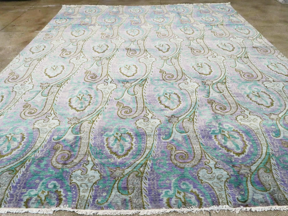 Contemporary Turkish Peacock Inspired Room Size Carpet, No.29461 - Galerie Shabab