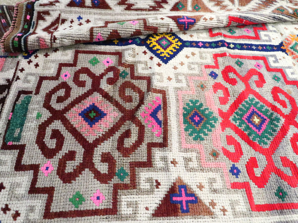 Vintage Turkish Anatolian Wide Gallery Runner, No.29578 - Galerie Shabab