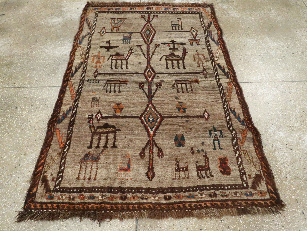 Vintage Persian Gabbeh Pictorial Rug, No.29640 - Galerie Shabab