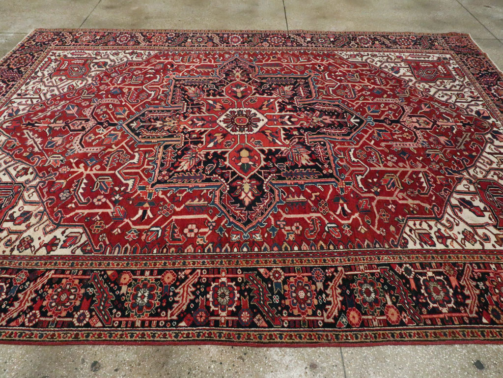 Vintage Persian Heriz Room Size Carpet, No.29742 - Galerie Shabab