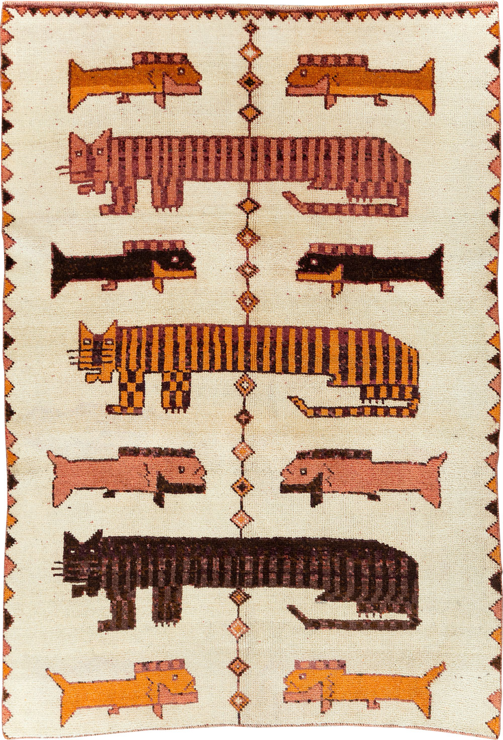 Vintage Persian Bakhtiari Pictorial Accent Rug (Pair: 1 of 2), No.29752 - Galerie Shabab