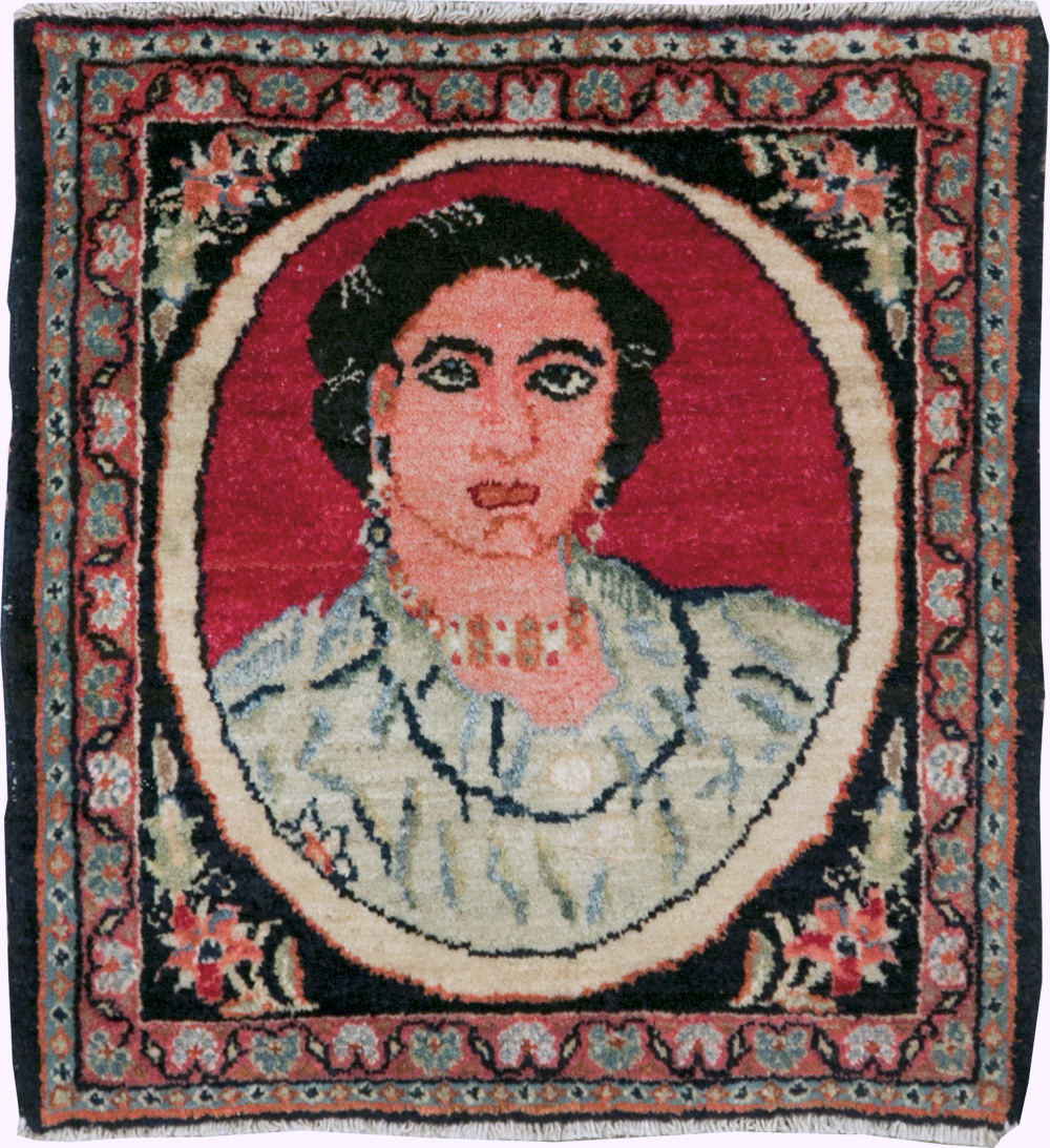 Vintage Persian Tabriz Pictorial Throw Rug, No.29766 - Galerie Shabab