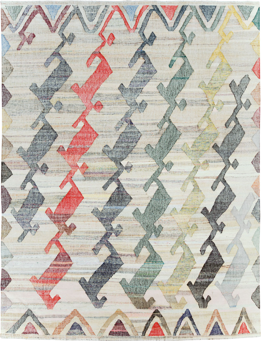 Contemporary Geometric Turkish Flatweave, No.30112 - Galerie Shabab