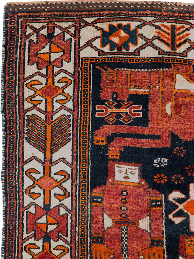 Vintage Persian Pictorial Bakhtiari Rug, No.30145 - Galerie Shabab