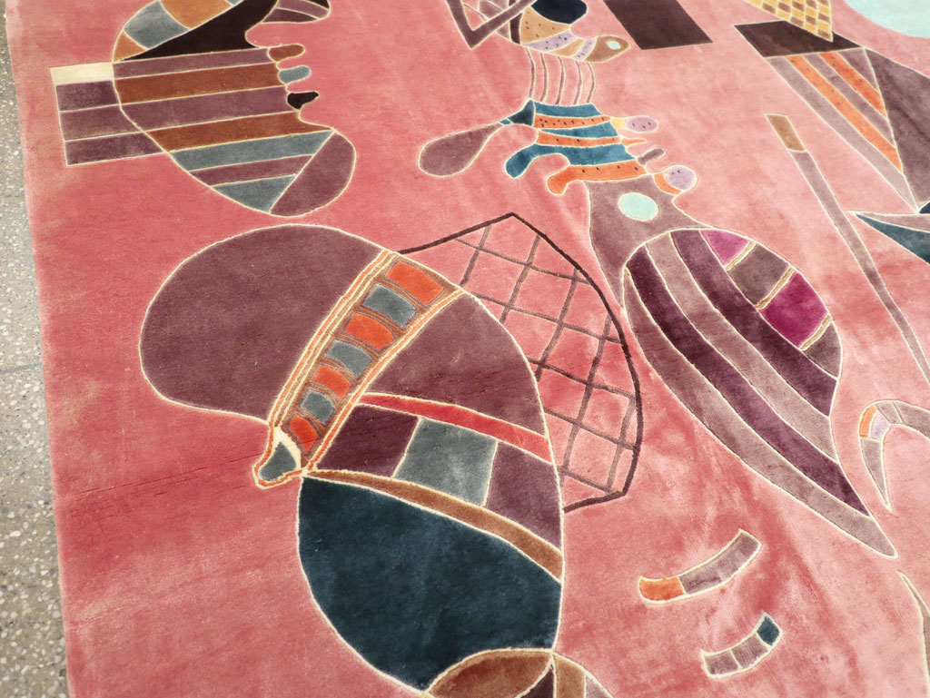 Vintage Turkish Cubist Style Art Deco Accent Carpet, No.30197 - Galerie Shabab