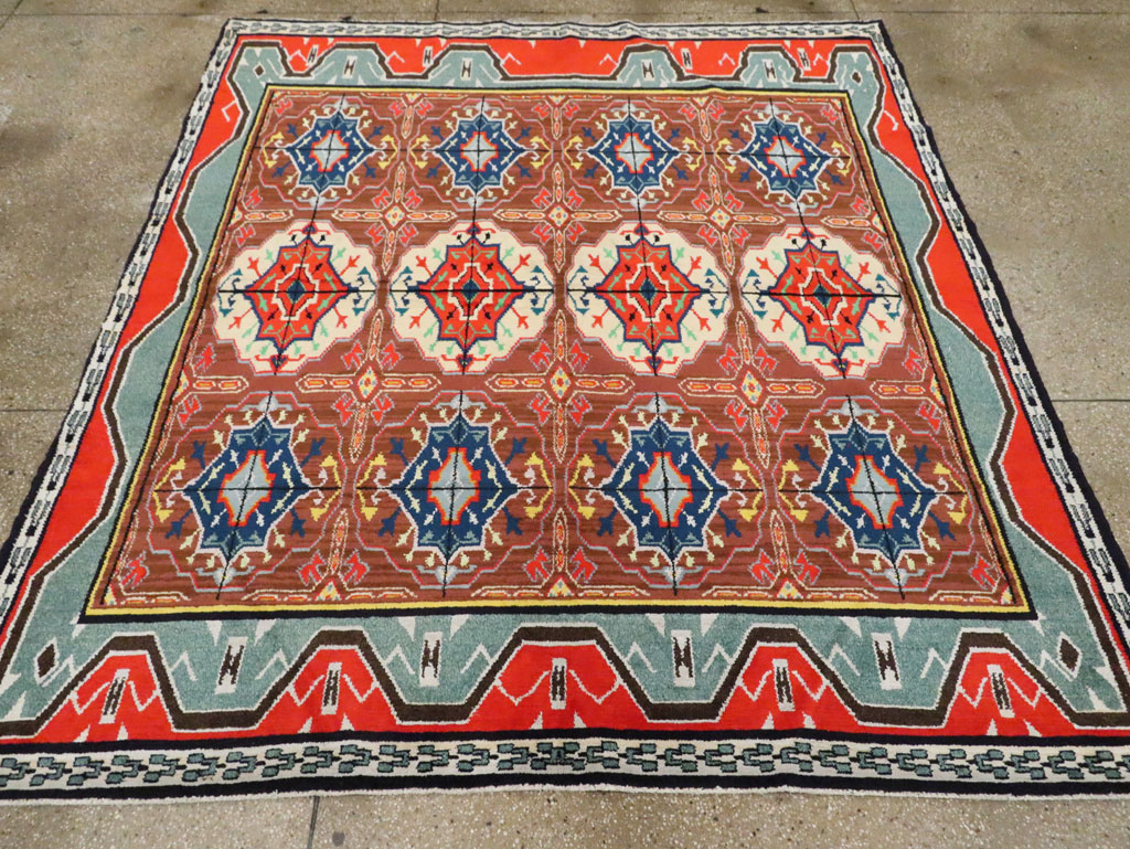 Vintage Persian Hamadan Square Rug, No.30215 - Galerie Shabab