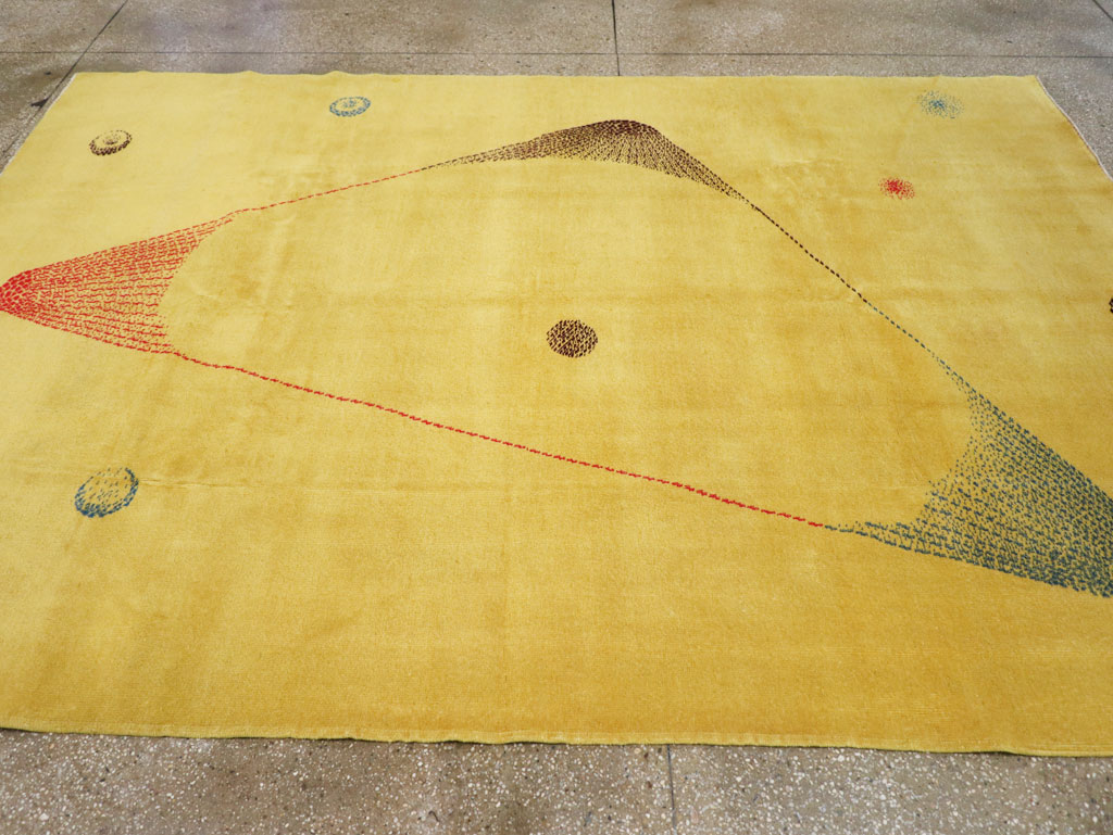 Vintage Turkish Art Deco Style Accent Carpet, No.30246 - Galerie Shabab