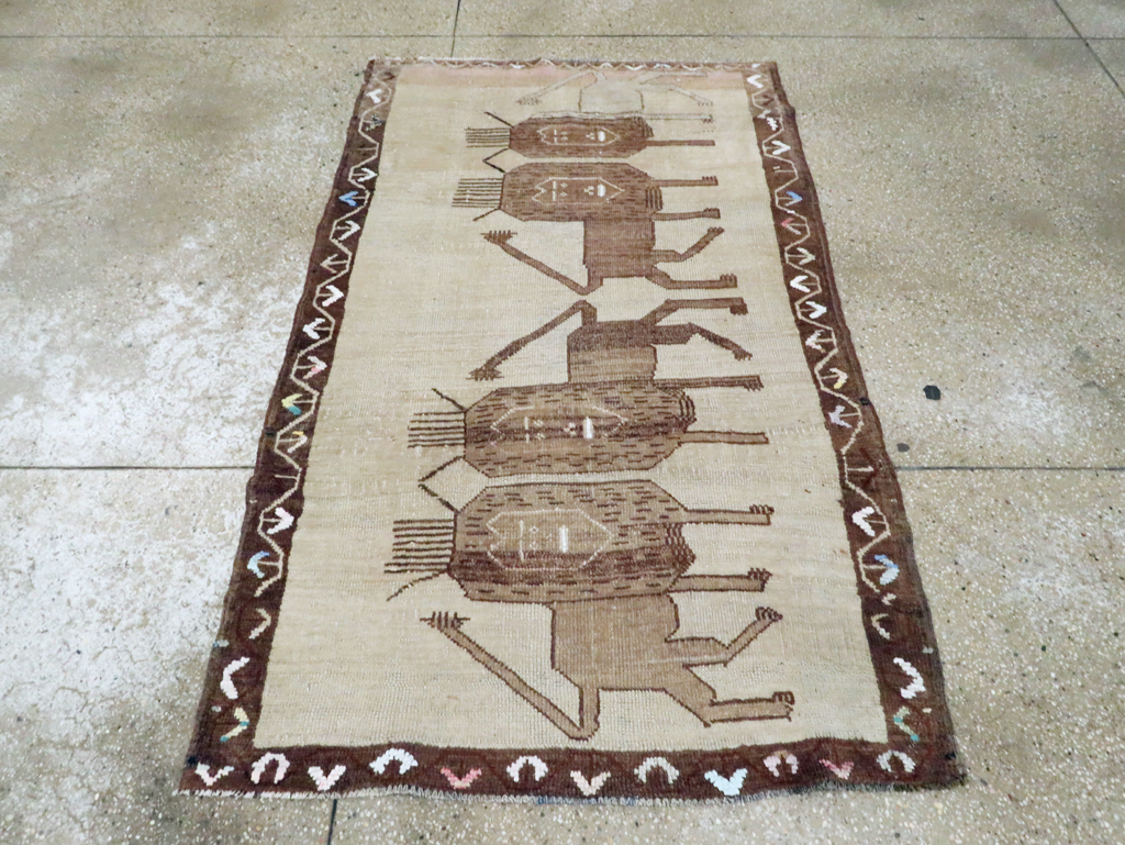 Vintage Turkish Anatolian Pictorial Accent Rug, No.30249 - Galerie Shabab