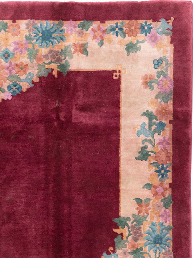 Vintage Chinese Art Deco Accent Rug, No.30267 - Galerie Shabab