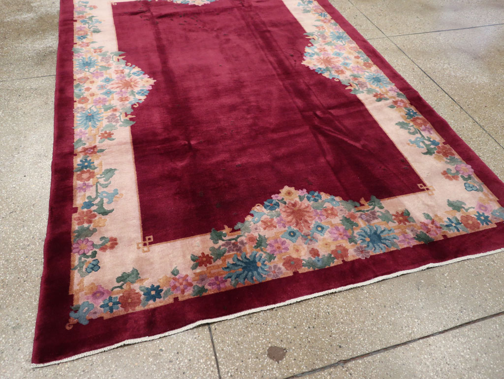 Vintage Chinese Art Deco Accent Rug, No.30267 - Galerie Shabab