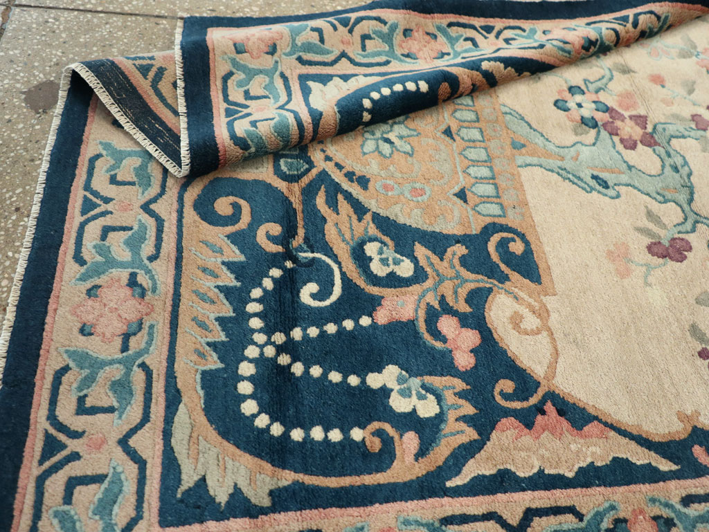 Vintage Chinese Art Deco Accent Rug, No.30362 - Galerie Shabab