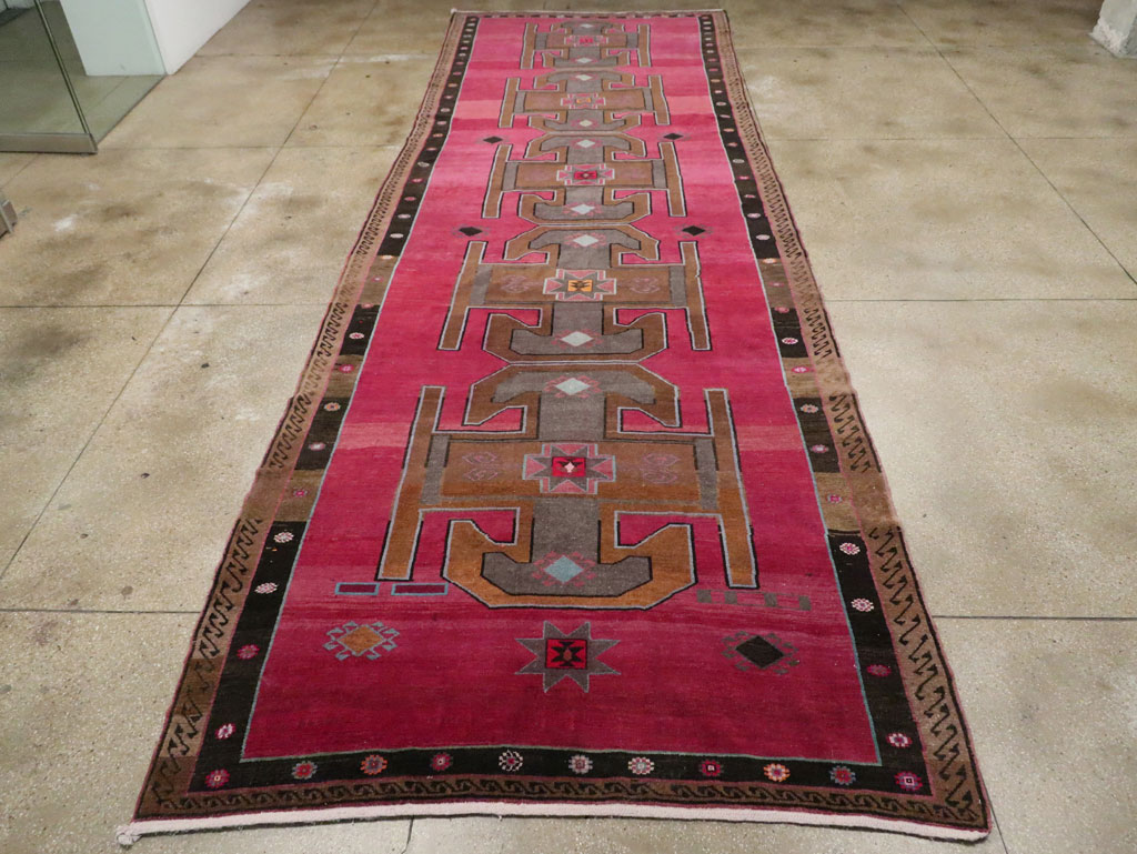 Vintage Turkish Anatolian Wide Gallery Runner, No.30388 - Galerie Shabab