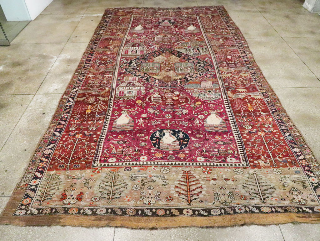 Antique Pictorial Kurdish Rug, No.30391 - Galerie Shabab