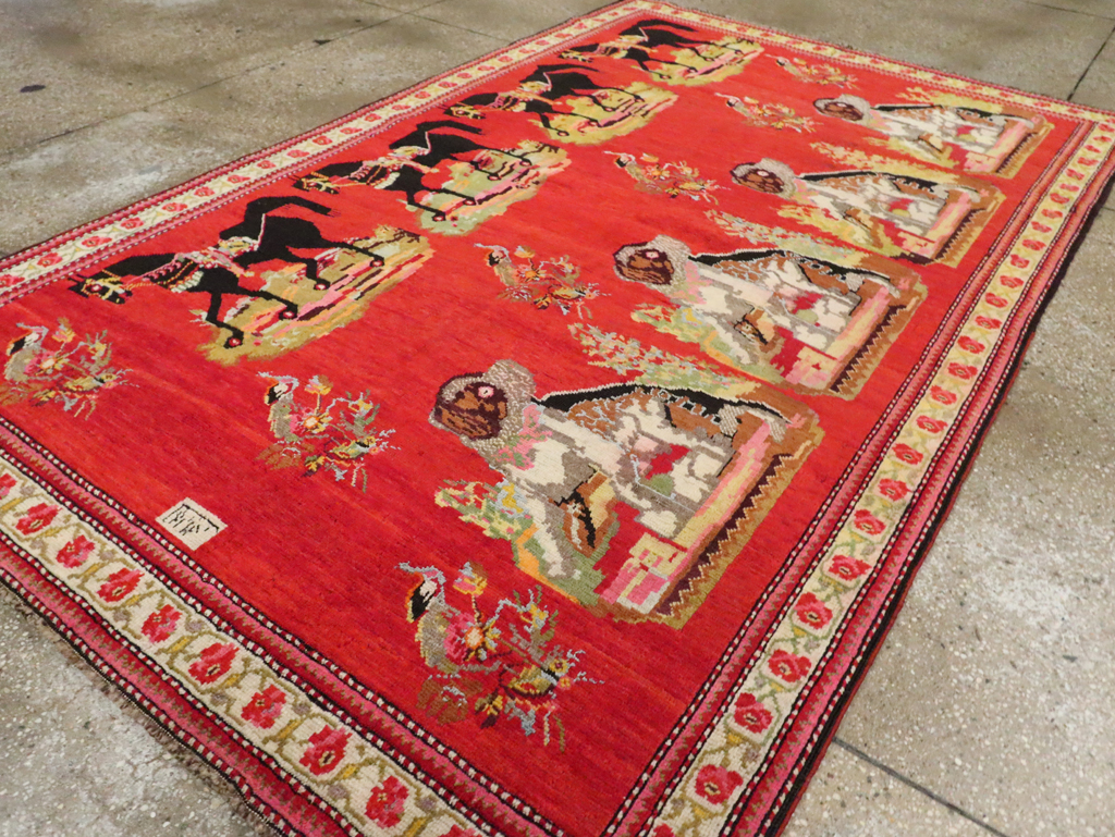 Vintage Pictorial Karabagh Rug, No.30422 - Galerie Shabab