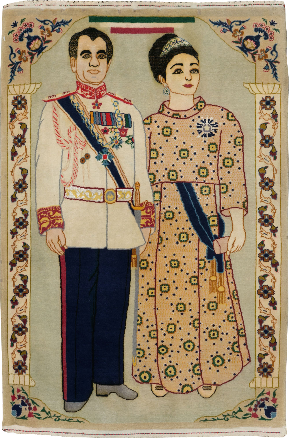 Vintage Persian Pictorial Kashan Rug, No.30438 - Galerie Shabab