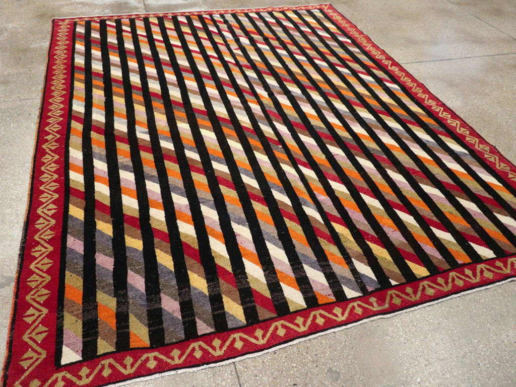 Vintage Turkish Anatolian Art Deco Style Small Room Size Carpet, No.30551 - Galerie Shabab