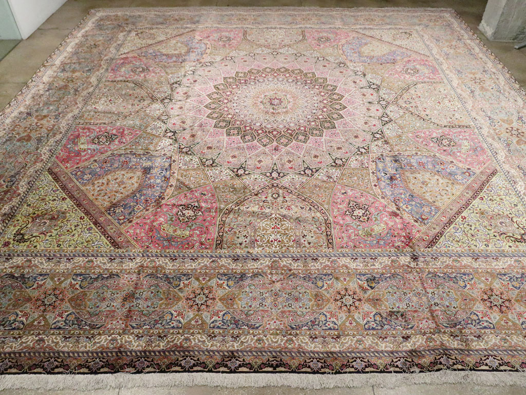 Modern Persian Silk Quom Square Oversize Carpet, No.30556 - Galerie Shabab