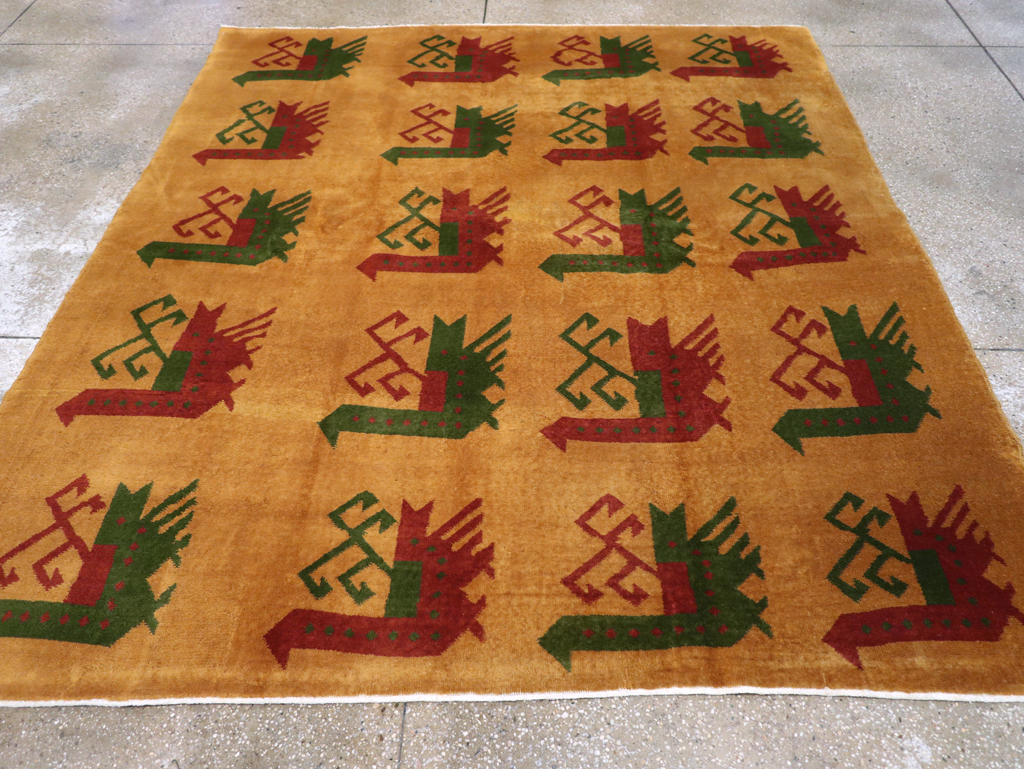 Vintage Turkish Art Deco Accent Carpet, No.30586 - Galerie Shabab