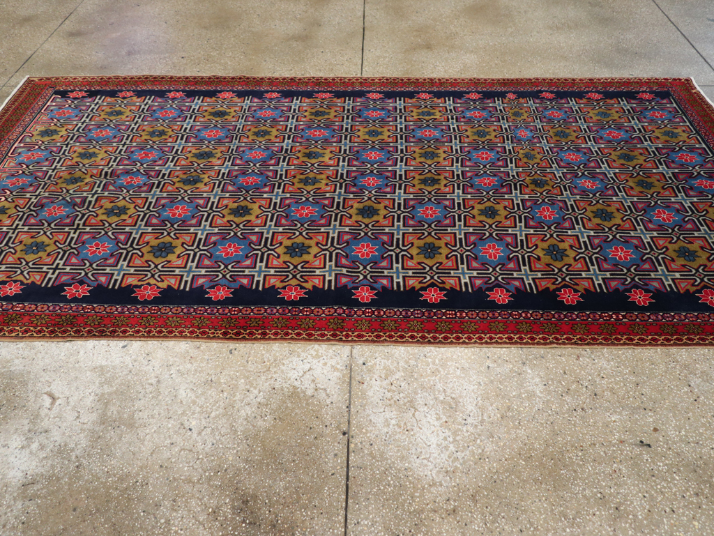 Vintage Persian Veramin Wide Gallery Runner, No.30666 - Galerie Shabab