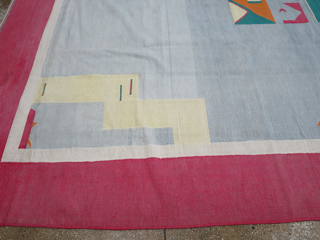 Vintage Indian Flatweave Dhurrie Large Room Size Carpet, No.30697 - Galerie Shabab