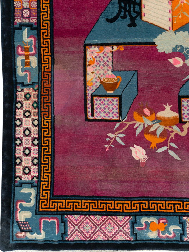 Vintage Chinese Pictorial Art Deco Room Size Carpet, No.30701 - Galerie Shabab