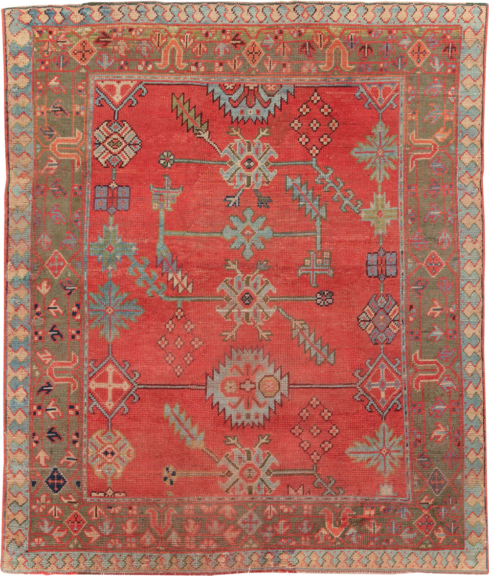 Antique Turkish Oushak Square Accent Carpet, No.30780 - Galerie Shabab