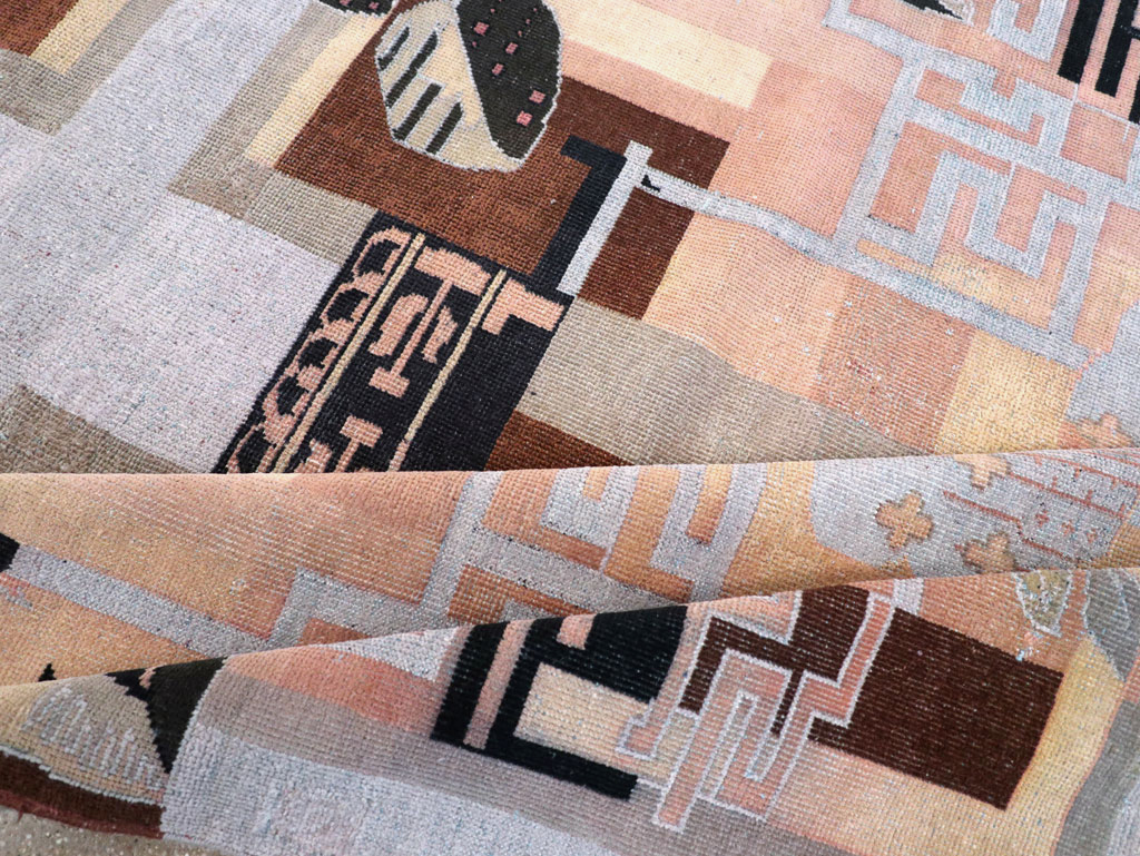 Vintage Turkish Art Deco Accent Carpet, No.30958 - Galerie Shabab