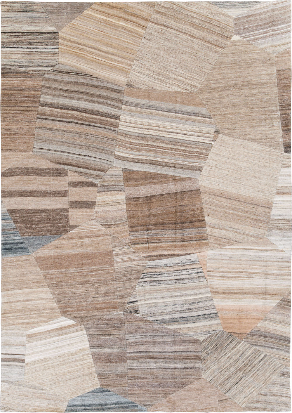 Contemporary Turkish Flatweave Patchwork Style Room Size Carpet, No.30968 - Galerie Shabab